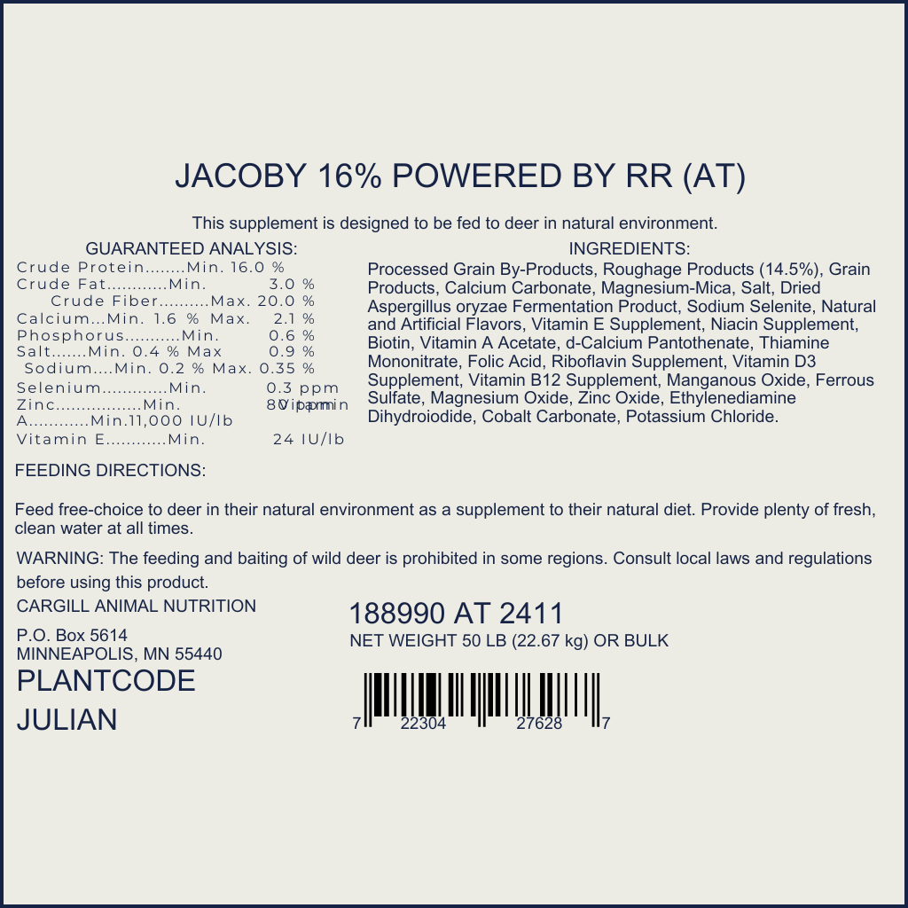 Jacoby's 16% Deer Protein Powered by Record Rack