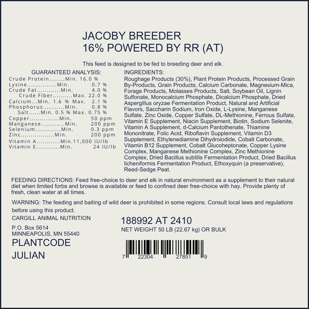Jacoby's Breeder 16% Deer Protein | Bulk or Sacks